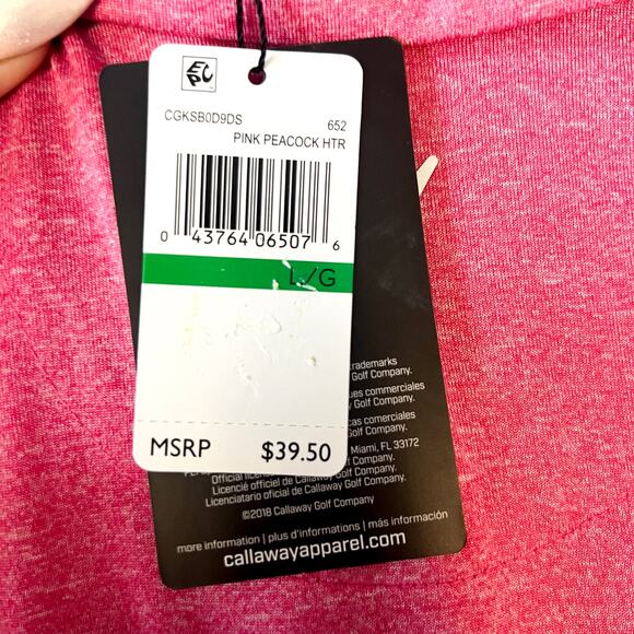 Callaway Womens Golf Polo Shirt Large Pink Peacock Quarter Zip Short Sleeve NWT - Picture 9 of 9
